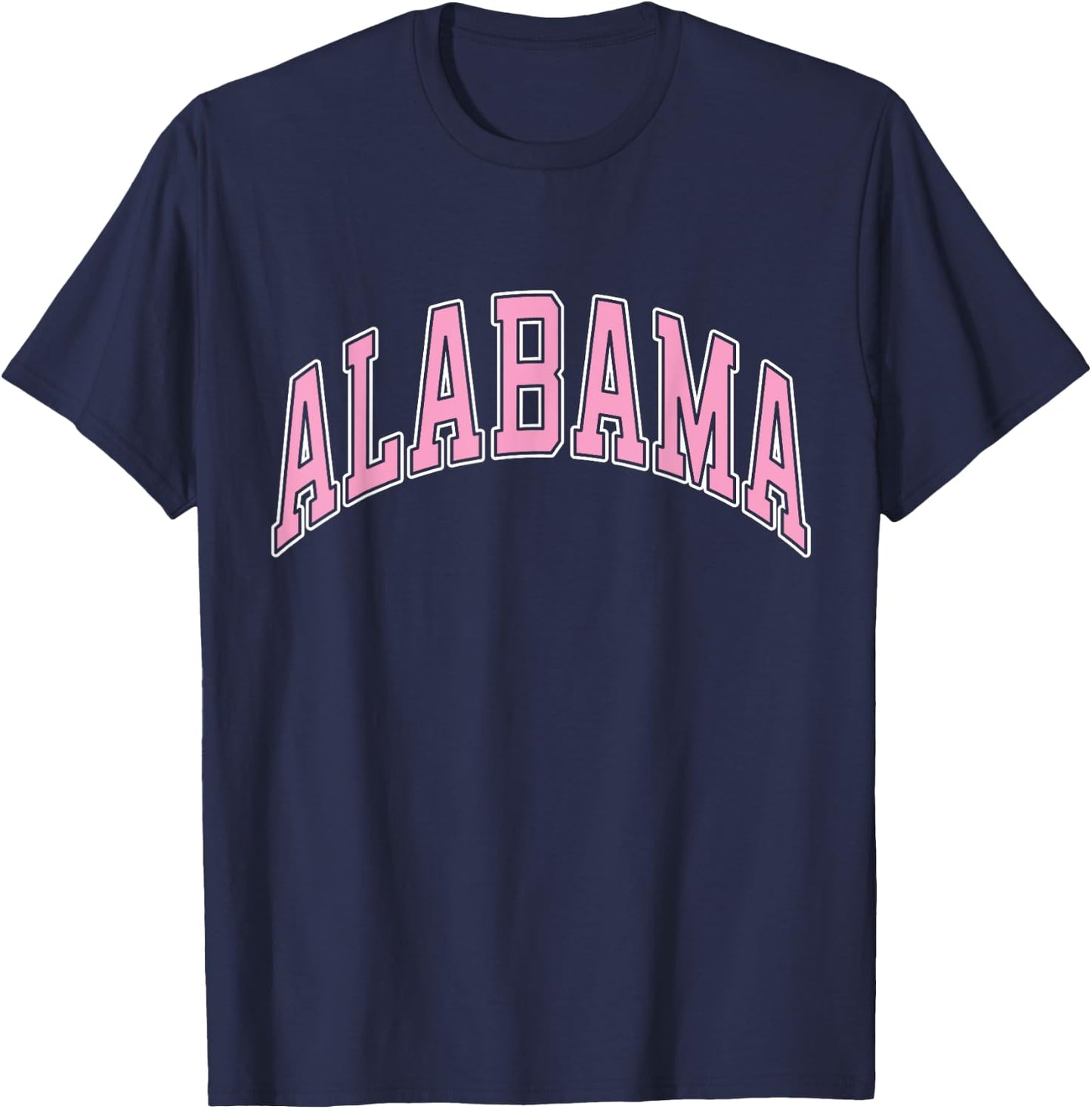 Alabama Varsity Style Pink Text T-Shirt - T-Shirt | Navy