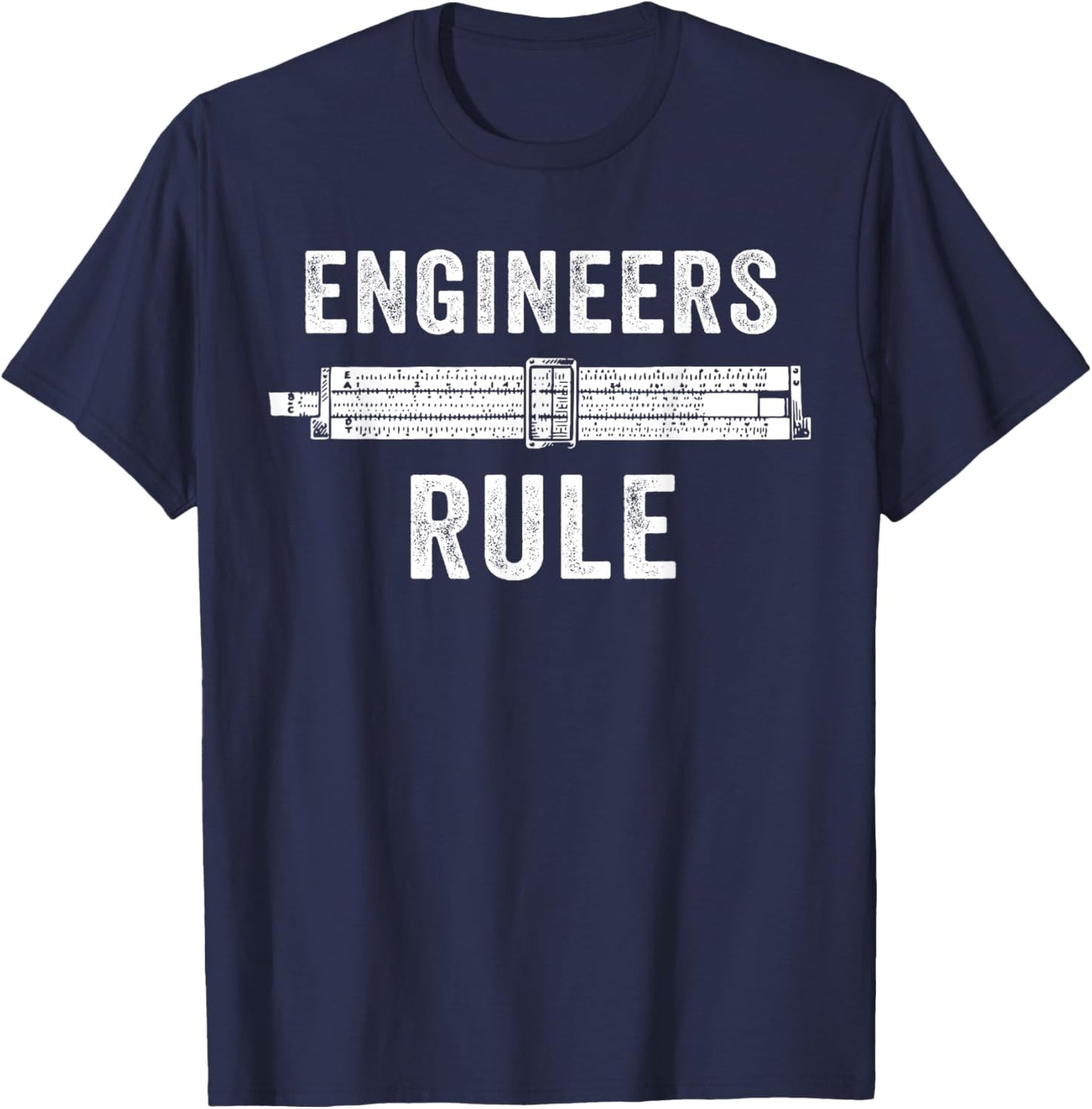 Engineers Rule Slide Rule Mechanical Analog Calculator T-Shirt - T-Shirt | Navy
