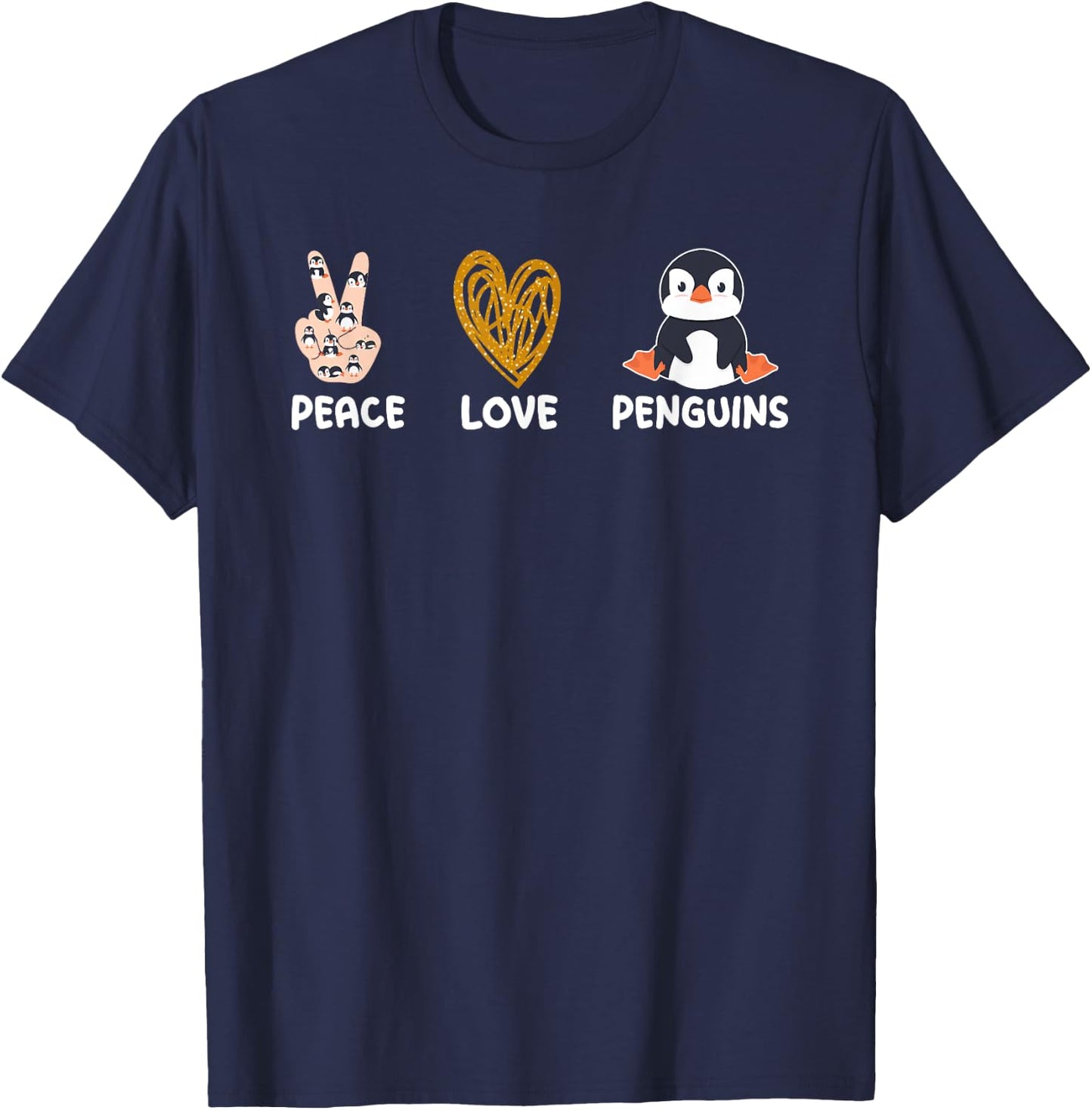 Funny Penguin Peace Love Penguins Kids T-Shirt - T-Shirt | Navy