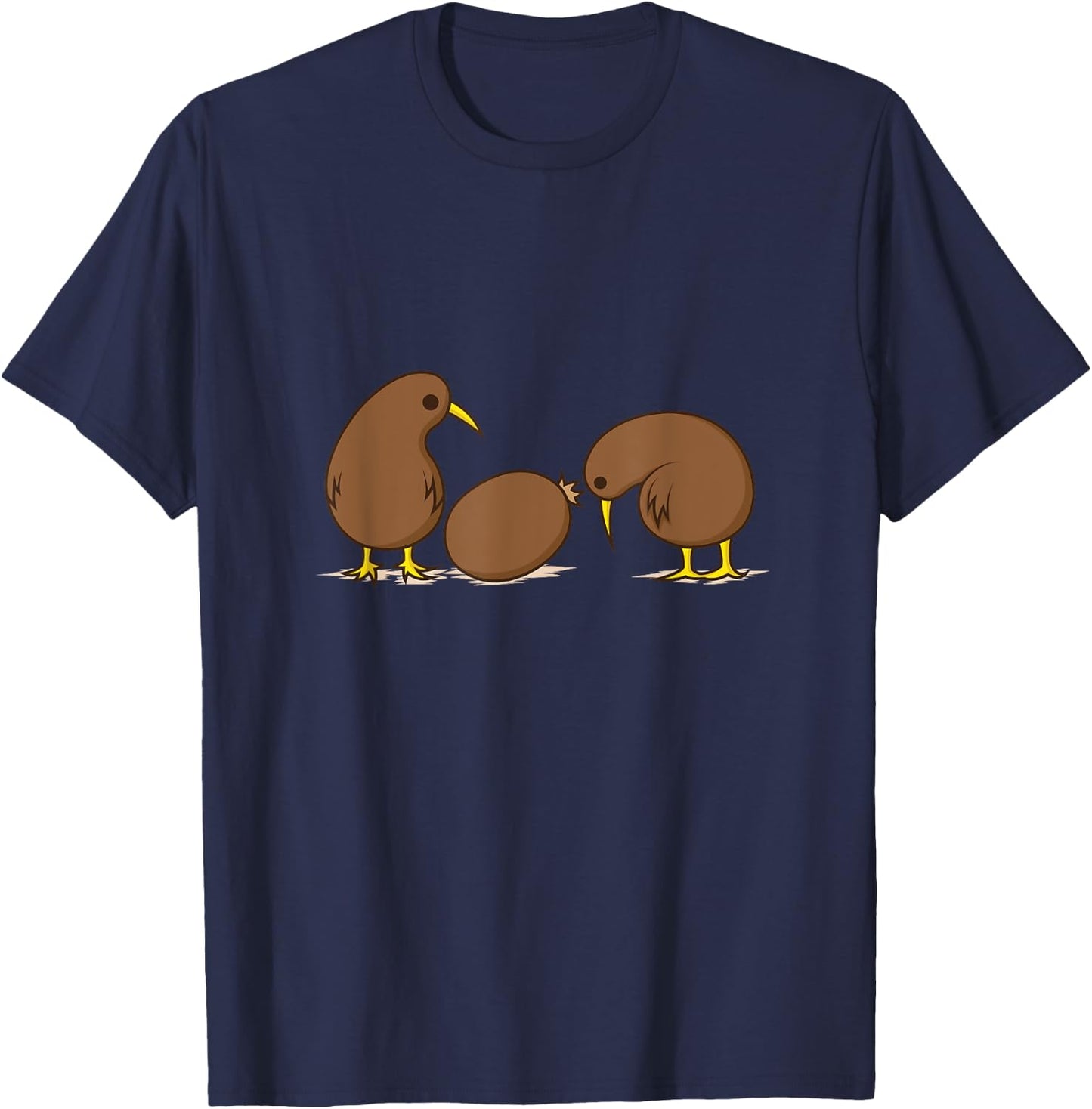 Two Kiwi Birds with one Kiwi Fruit T-Shirt - T-Shirt | Navy