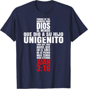 Porque de tal manera amo Dios - Mensajes Biblicos Cristianos T-Shirt - T-Shirt | Navy