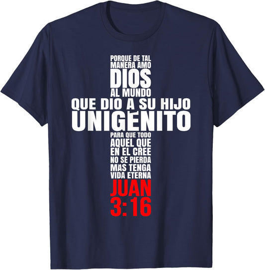 Porque de tal manera amo Dios - Mensajes Biblicos Cristianos T-Shirt - T-Shirt | Navy