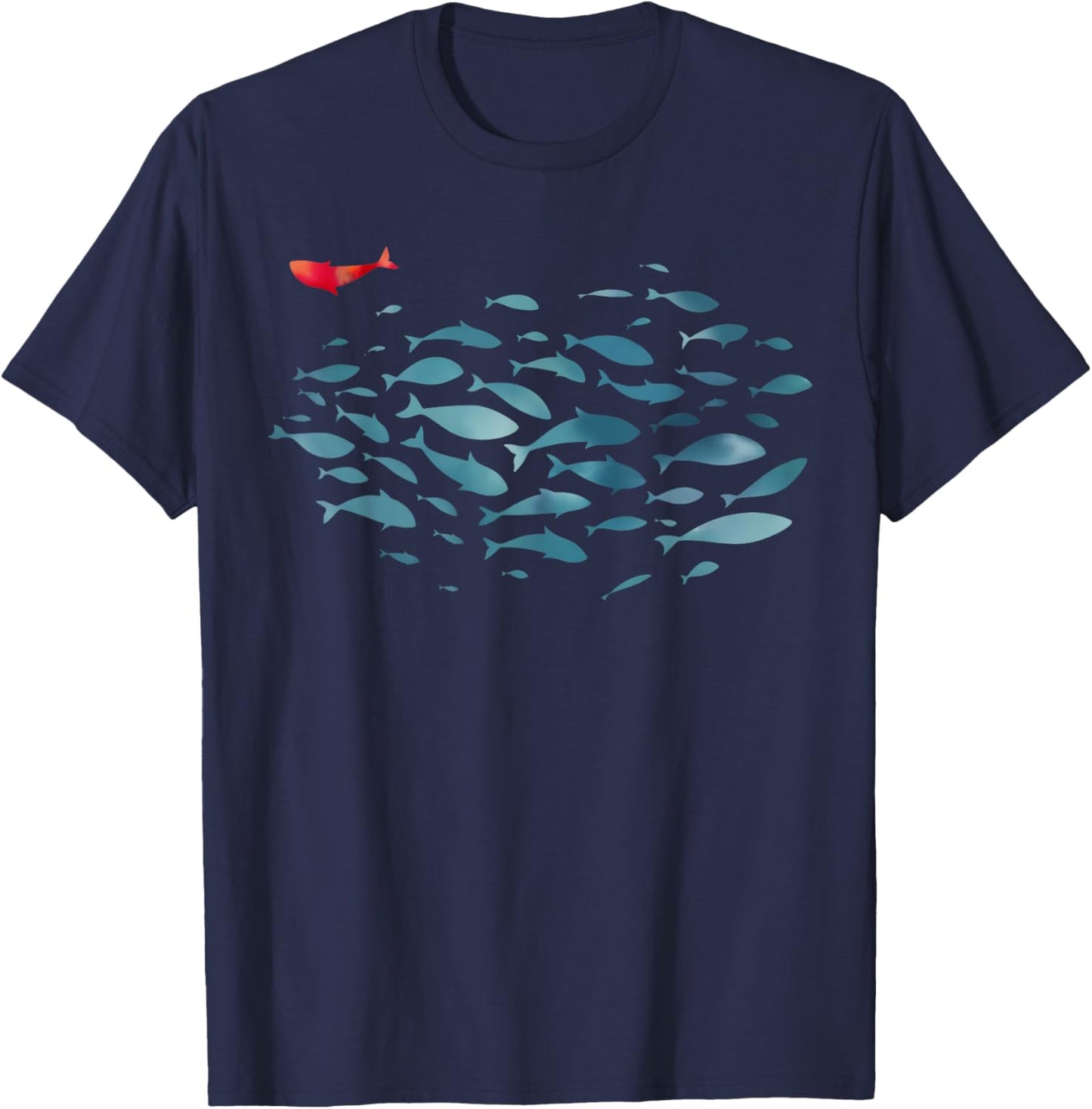 Fish Swim Against The Current Christian Bible Inspirational T-Shirt - T-Shirt | Navy