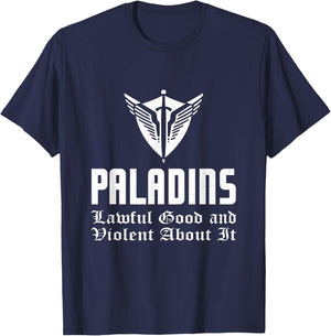 Paladins Lawful Good And Violent Funny Roleplaying RPG Gamer T-Shirt - T-Shirt | Navy