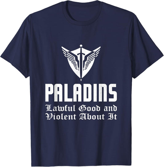 Paladins Lawful Good And Violent Funny Roleplaying RPG Gamer T-Shirt - T-Shirt | Navy