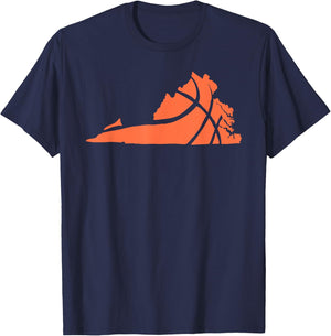 State of Virginia Basketball Design Graphic T-Shirt - T-Shirt | Navy