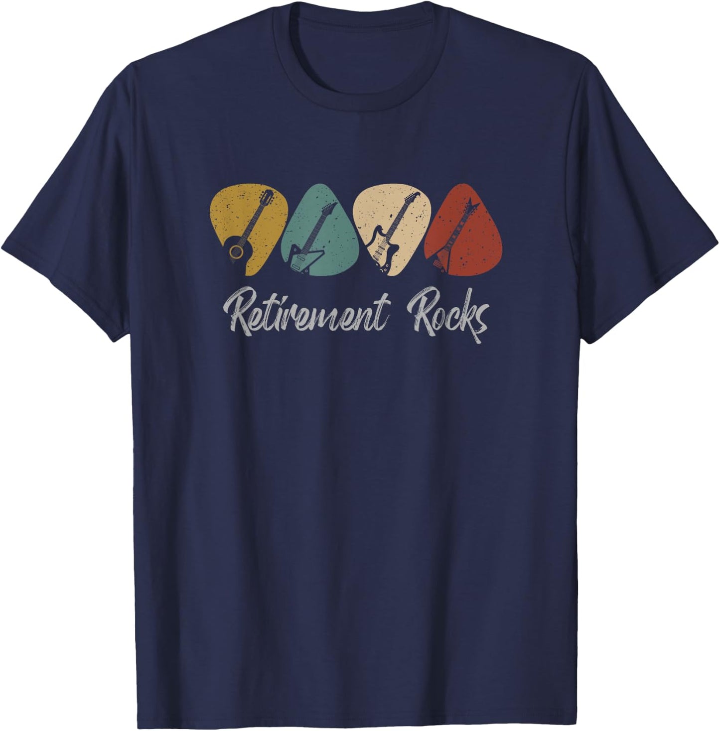RETIREMENT ROCKS - Musician Guitar Pick Guitars Guitarists T-Shirt - T-Shirt | Navy