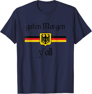 Oktoberfest Men Women German Flag Eagle Guten Morgen Y'all T-Shirt - T-Shirt | Navy