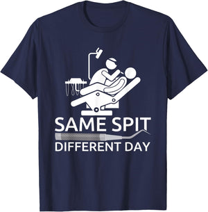 Funny Dentist - Same Spit Different Day - Dental Chair T-Shirt - T-Shirt | Navy