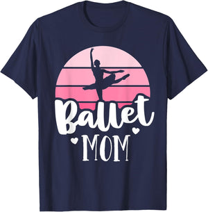 Retro Ballet Mom Pink Ballerina Shirt Vintage Dance Mom T-Shirt - T-Shirt | Navy