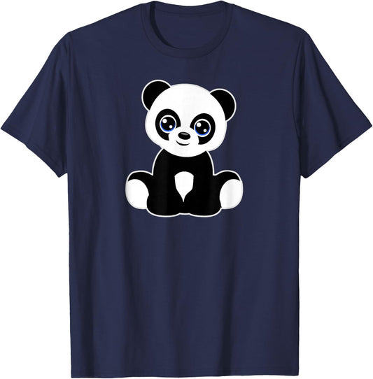 Panda Art Tween Girl Boy Child Kids Cute Love Pandas Graphic T-Shirt - T-Shirt | Navy