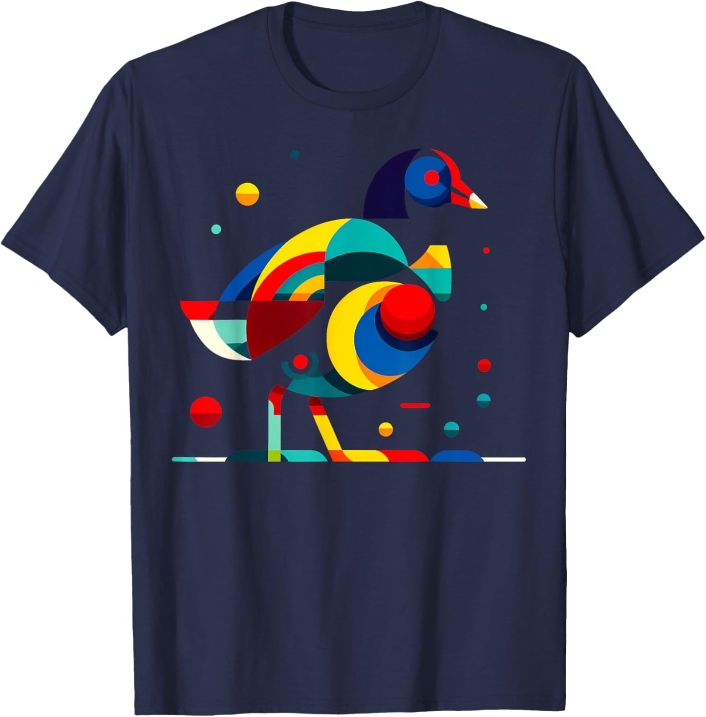 Geometric Minimalism Modern Illustration Moorhen Bird Art T-Shirt - T-Shirt | Navy