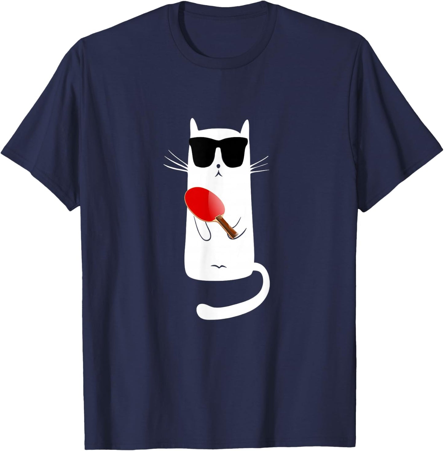 Funny Cat Wearing Sunglasses Playing Ping Pong T-Shirt - T-Shirt | Navy