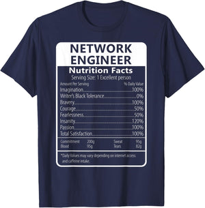 NETWORK ENGINEER Nutrition Facts Sarcastic T-Shirt - T-Shirt | Navy