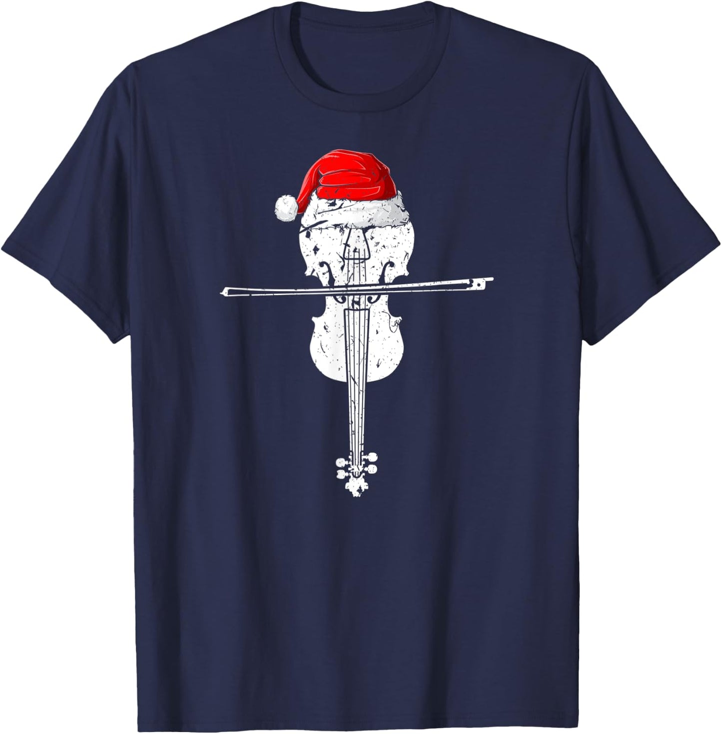 Violin Santa Hat Christmas Xmas T-Shirt - T-Shirt | Navy