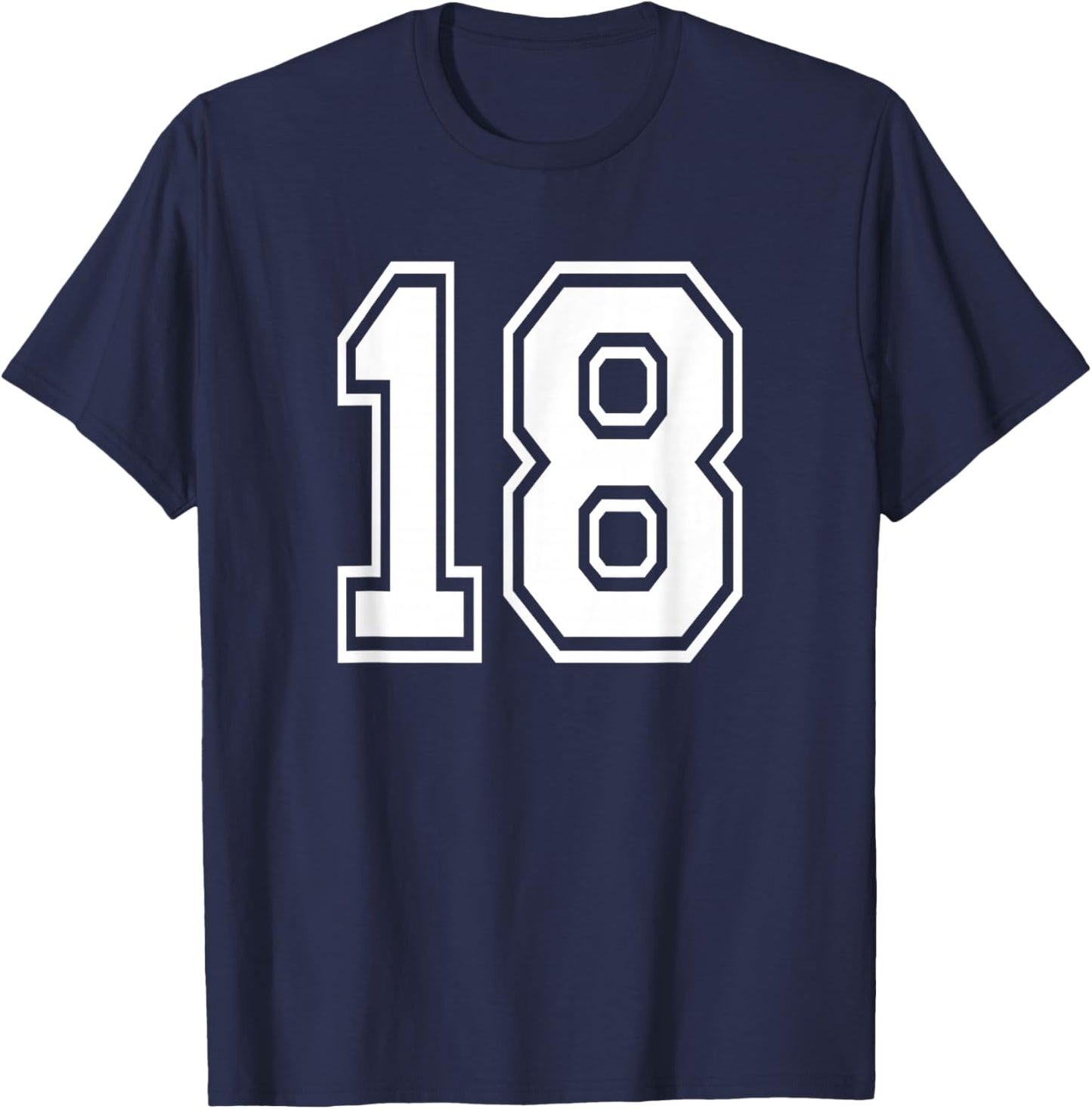 Number 18 18th Birthday Gift Player Team Numbered Jersey T-Shirt - T-Shirt | Navy