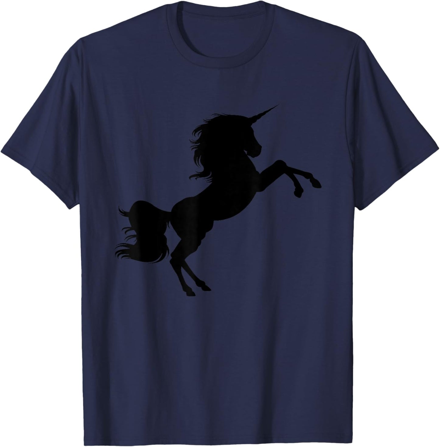 Unicorn Horse, Black Hidden Design Silhouette T-Shirt - T-Shirt | Navy