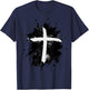 Black and White Jesus Cross Religion Sign T-Shirt - T-Shirt | Navy