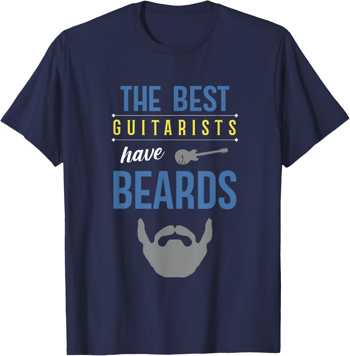 Funny Guitar and Beard I E-Guitar I Guitarist Gift T-Shirt - T-Shirt | Navy