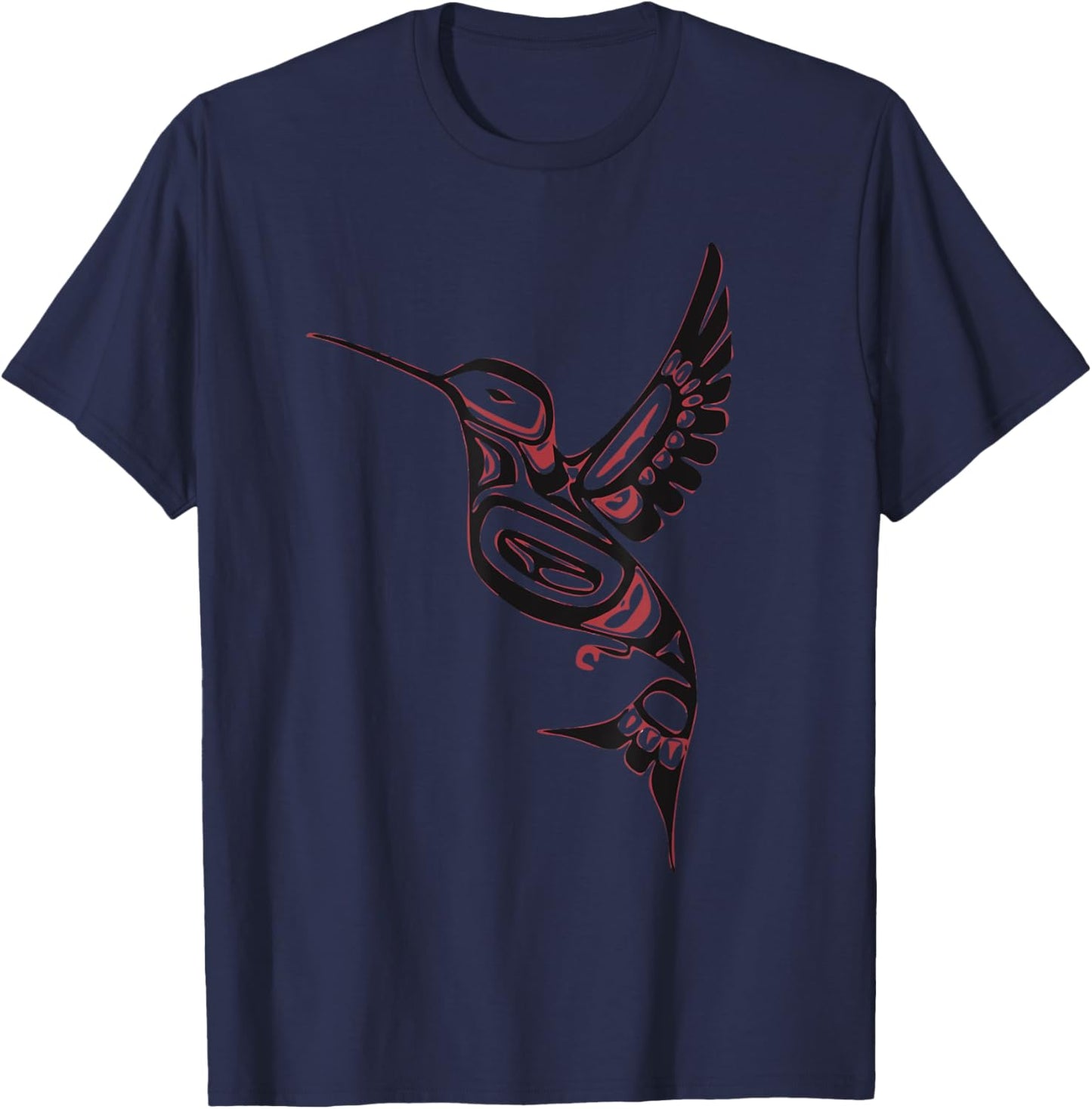 Pacific Northwest tribe art hummingbird kingfisher bird T-Shirt - T-Shirt | Navy