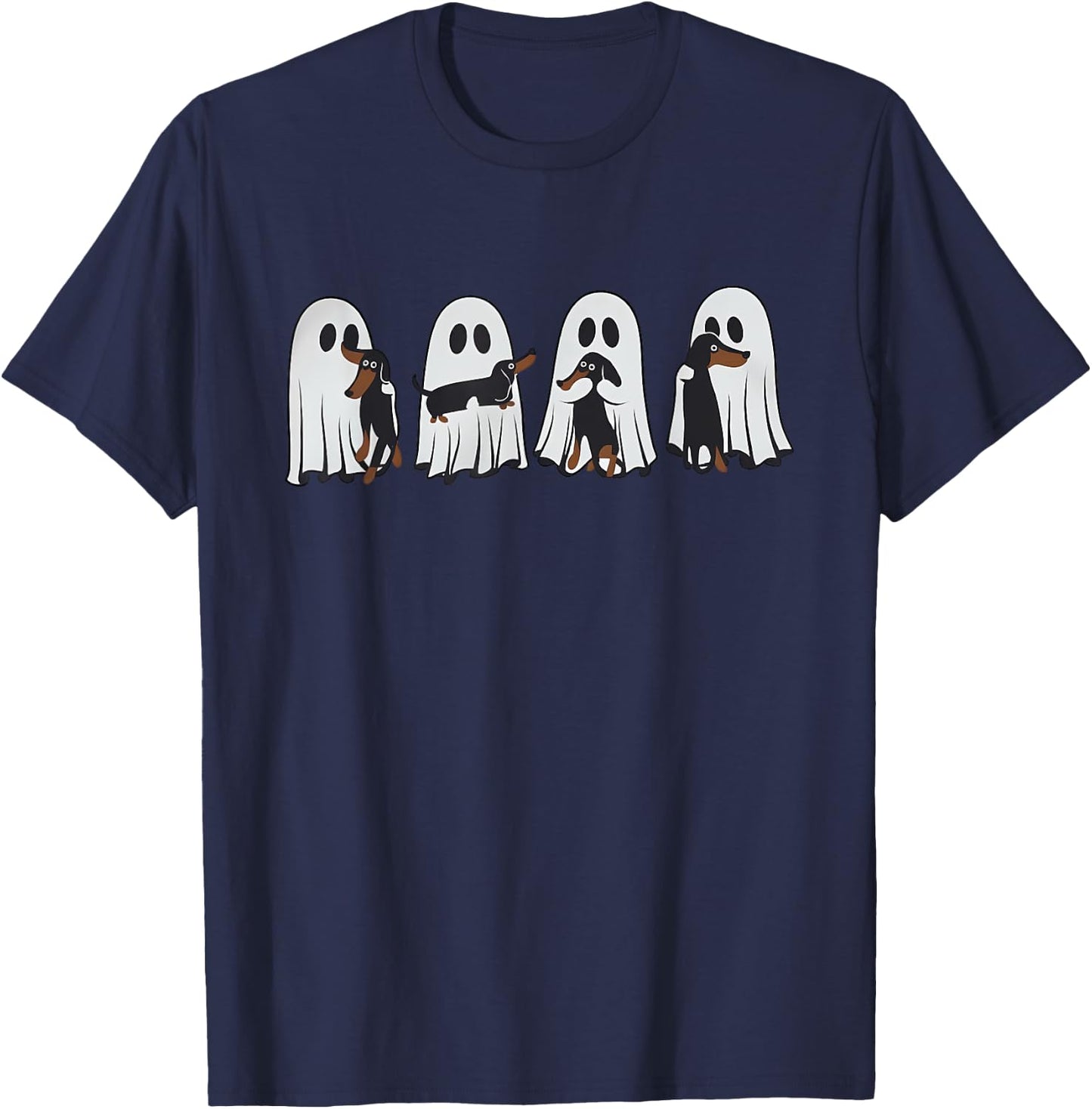 Cute Ghost Holding Dachshund Halloween Shirt Dachshund T-Shirt - T-Shirt | Navy