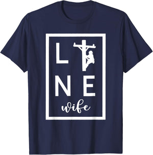 Wifey Line Wife Love My Lineman T-Shirt - T-Shirt | Navy