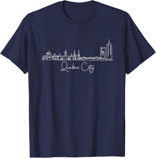 City Skyline Quebec Canada T-Shirt - T-Shirt | Navy