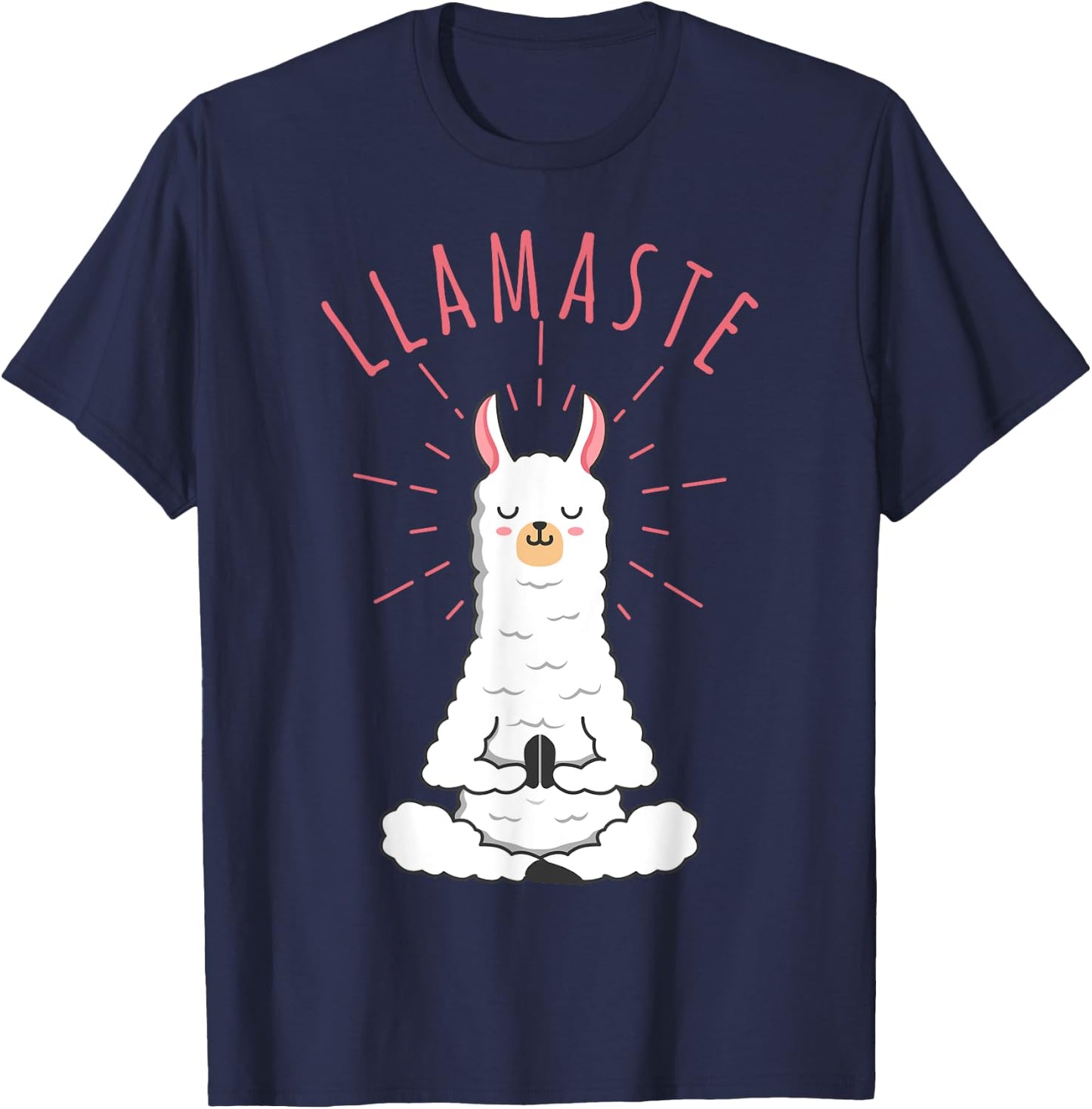 Funny Llama Do Yoga, Llamaste, Namaste Funny Yoga Meditation T-Shirt - T-Shirt | Navy