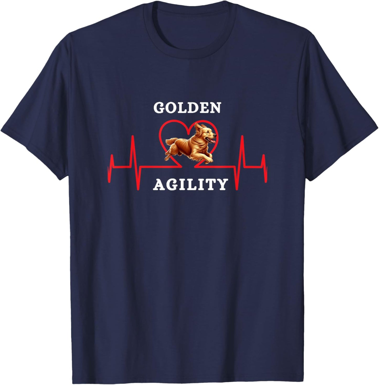 Dog Agility - my heart beats for Golden Retriever Agility T-Shirt - T-Shirt | Navy