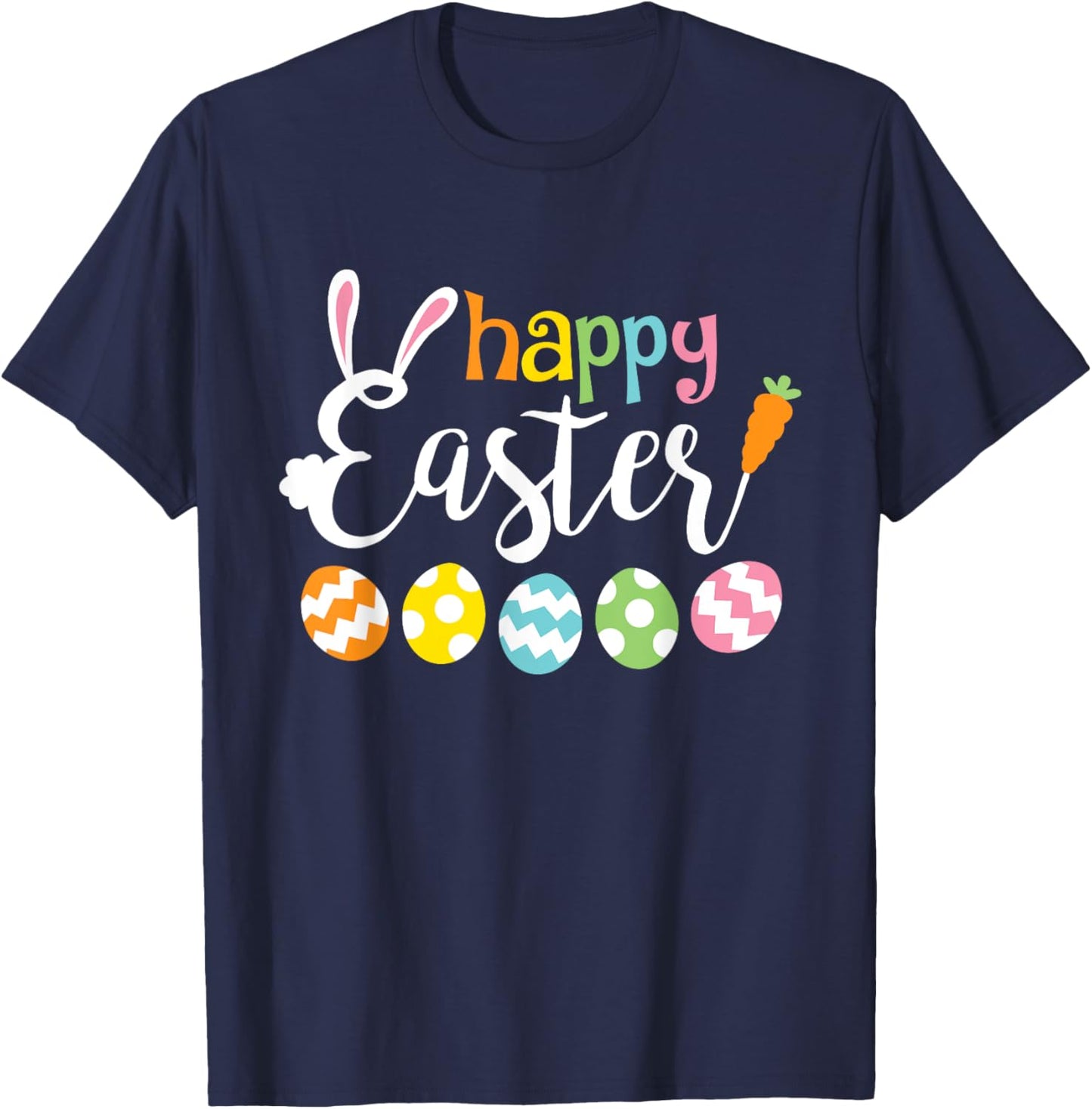 Happy Easter Bunny Rabbit Face Funny Easter Day Women Girls T-Shirt - T-Shirt | Navy