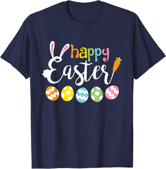 Happy Easter Bunny Rabbit Face Funny Easter Day Women Girls T-Shirt - T-Shirt | Navy