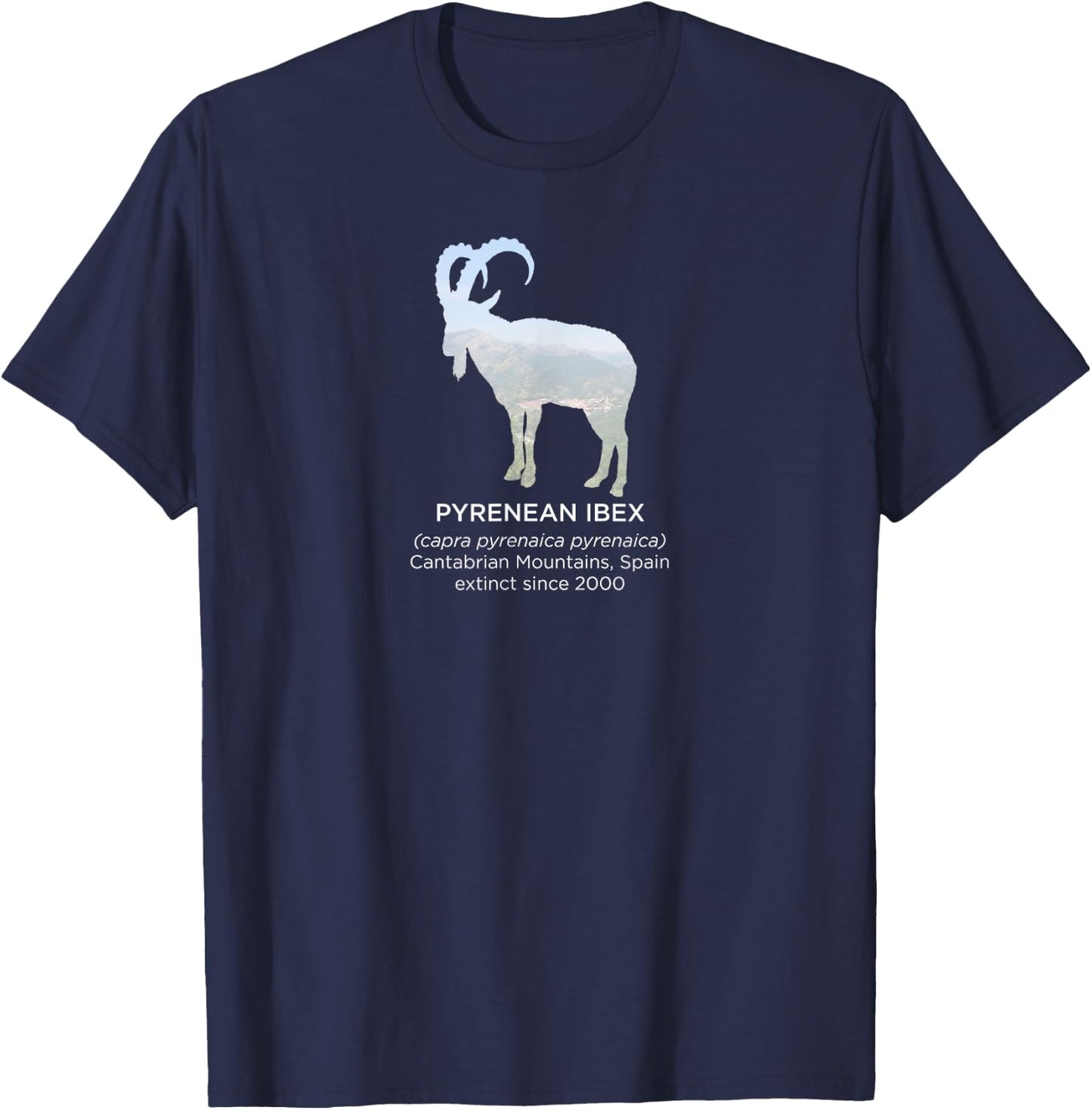 Pyrenean Ibex Extinct Animal Endangered Species T-Shirt - T-Shirt | Navy