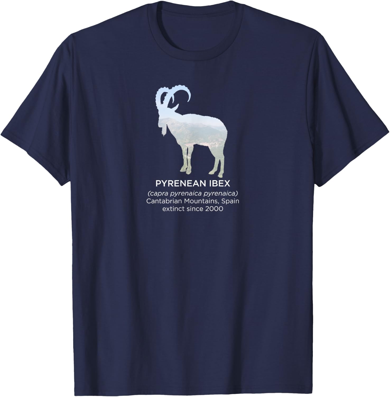 Pyrenean Ibex Extinct Animal Endangered Species T-Shirt - T-Shirt | Navy