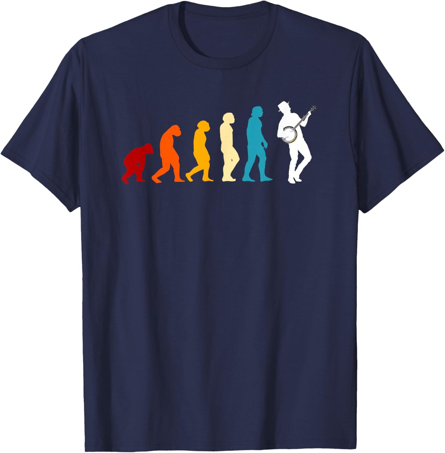 Great Banjo Evolution Gift Bluegrass Music T-Shirt - T-Shirt | Navy
