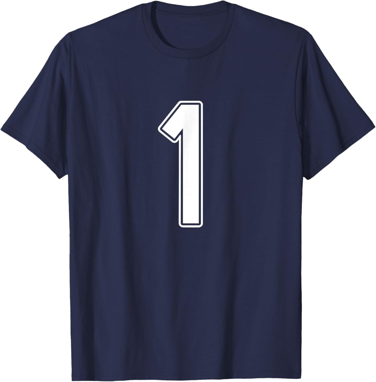 1 White Sports Number T-Shirt - T-Shirt | Navy