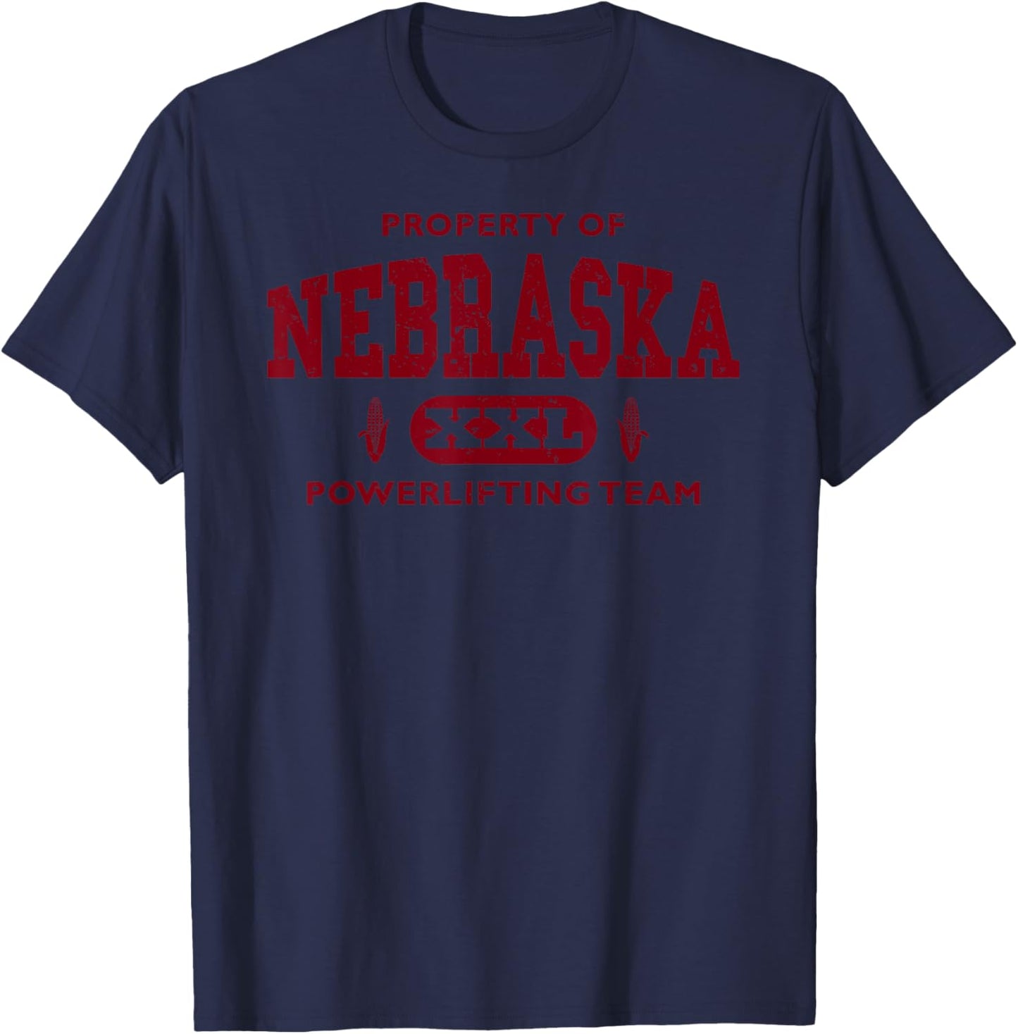 Property of Nebraska Powerlifting Team XXL T-Shirt - T-Shirt | Navy