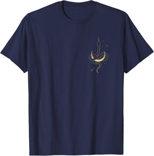 Gold Snake and Moon Phases / Snake / Crescent Moon T-Shirt - T-Shirt | Navy
