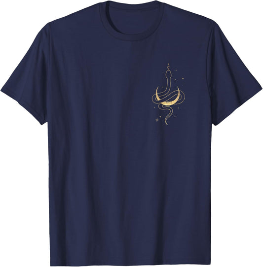 Gold Snake and Moon Phases / Snake / Crescent Moon T-Shirt - T-Shirt | Navy