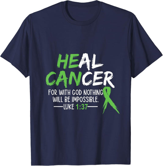 He Can Heal Cancer shirt Bile Duct Cancer Awareness T-Shirt - T-Shirt | Navy