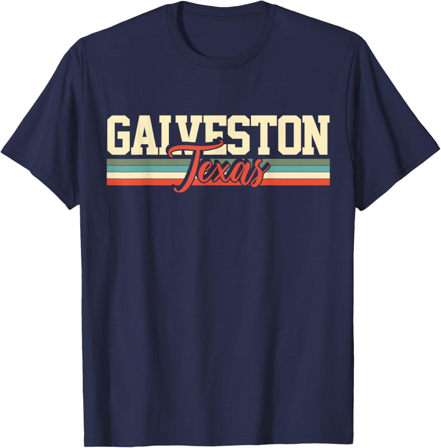 Galveston Texas Retro Vintage T-Shirt - T-Shirt | Navy