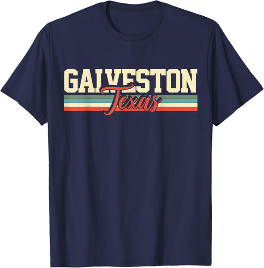 Galveston Texas Retro Vintage T-Shirt - T-Shirt | Navy