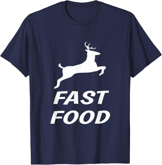 Redds Threads Fast Food - Deer - Black - Small - -Adults - Short Sleeve - - Classic Fit - Cotton 80%, Polyester 20% T-Shirt - T-Shirt | Navy