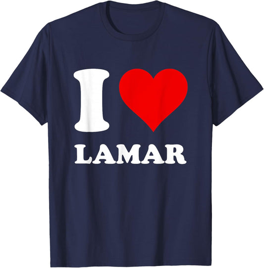 Red Heart I Love Lamar T-Shirt - T-Shirt | Navy