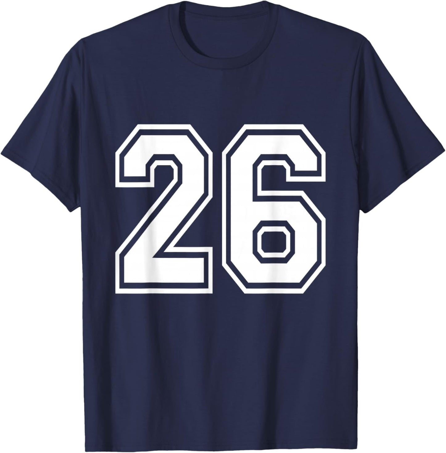 Number 26 Varsity Sports Team Jersey 26th Birthday 26 Years T-Shirt - T-Shirt | Navy