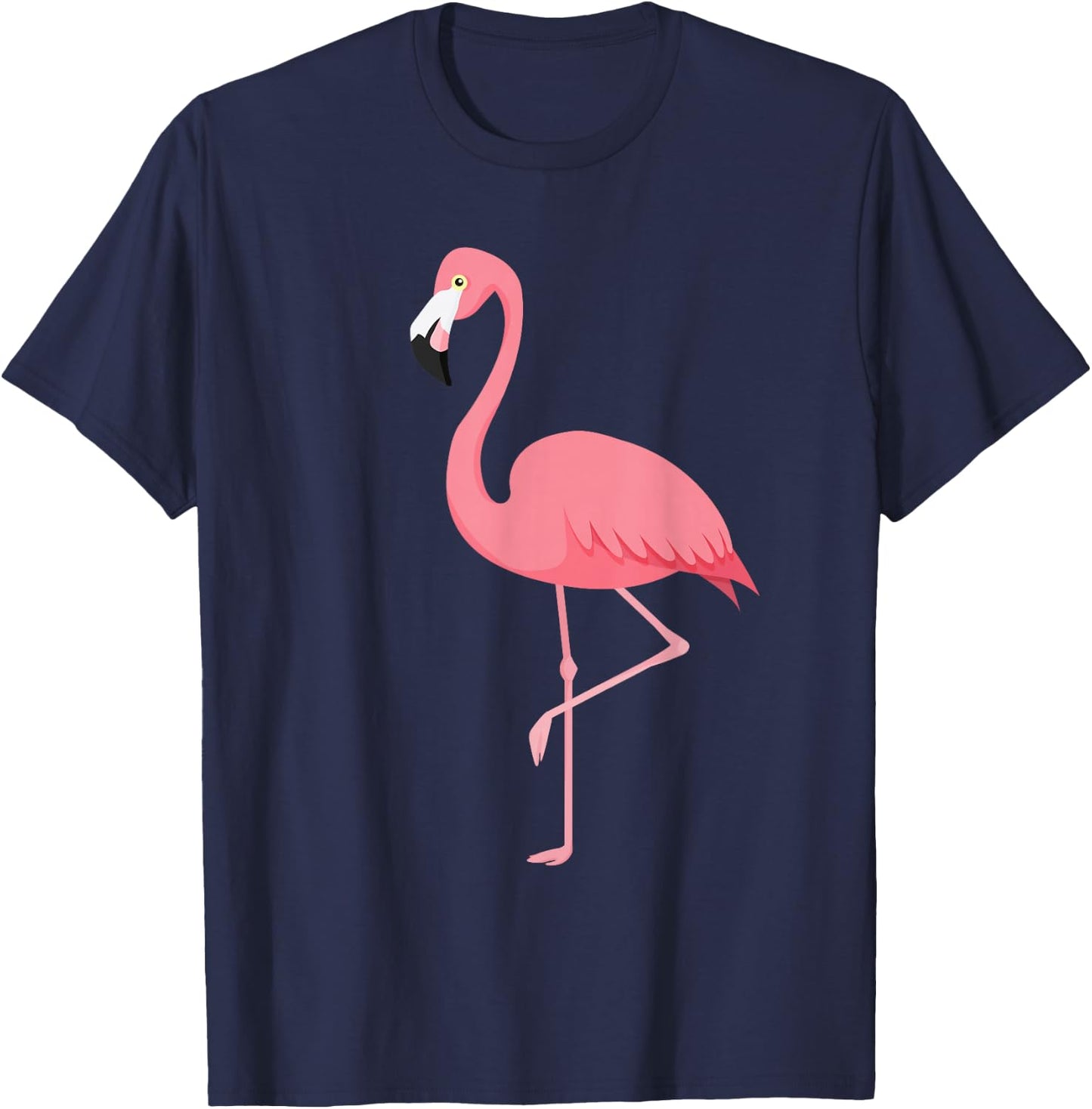 Cute Lady Women Pink Flamingo Cartoon Adorable Simple T-Shirt - T-Shirt | Navy