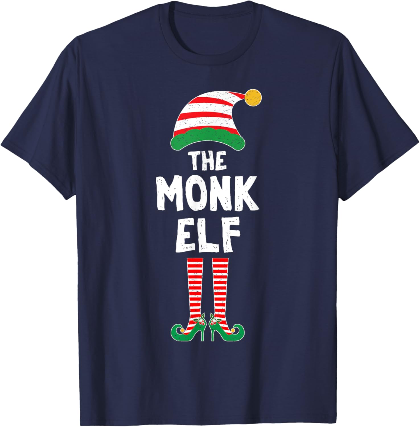 Monk Elf Gamer Christmas Role Playing Game RPG Gamer Elf T-Shirt - T-Shirt | Navy