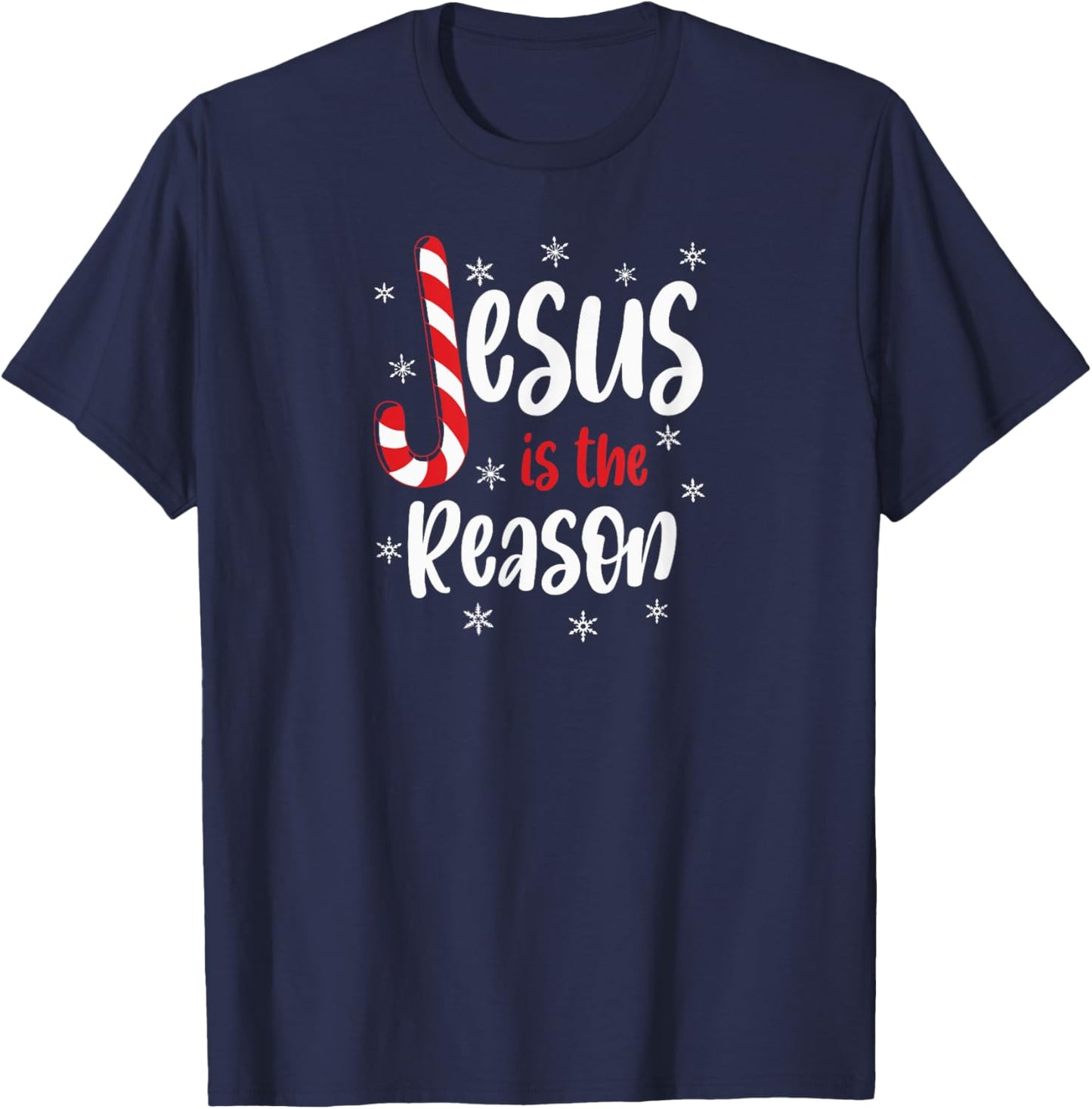 Christian Jesus Is The Reason Candy Cane Religious T-Shirt - T-Shirt | Navy