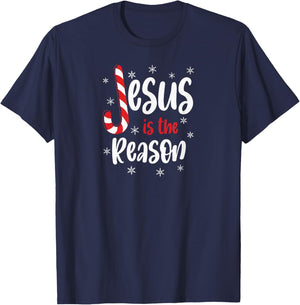 Christian Jesus Is The Reason Candy Cane Religious T-Shirt - T-Shirt | Navy