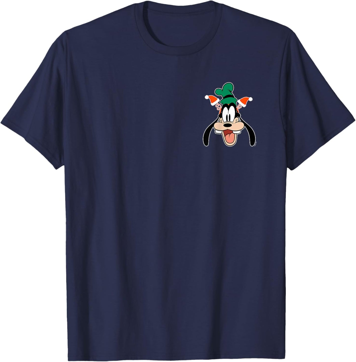 Disney Goofy Christmas Santa Hat Holiday Headband Corner Art T-Shirt - T-Shirt | Navy