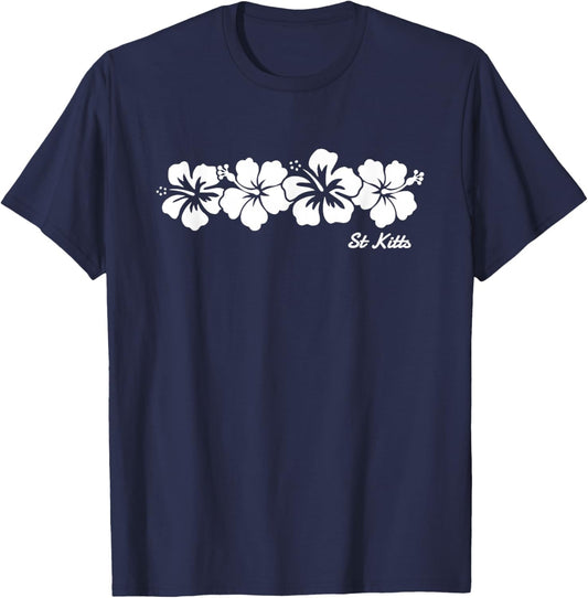 St Kitts Hibiscus Flower Boys Girls Toddler T-Shirt - T-Shirt | Navy
